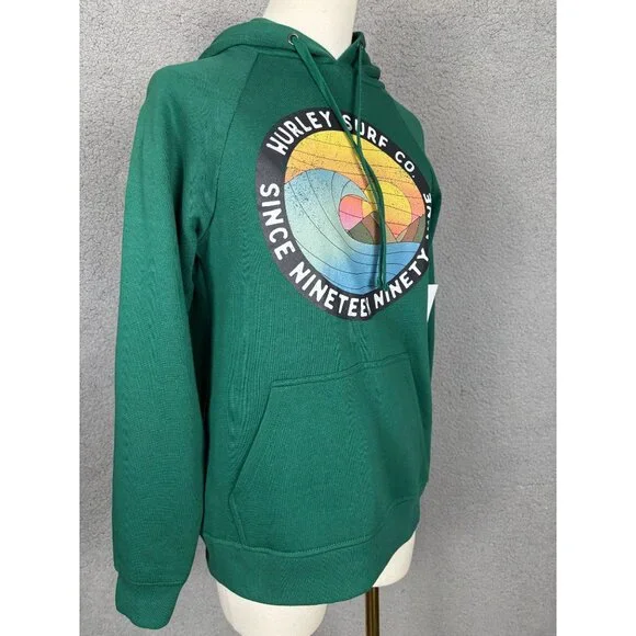 Hurley Junior's Sand Circle Hoodie Pullover Kangaroo Pockets XS Green NWT's. - Picture 3 of 8